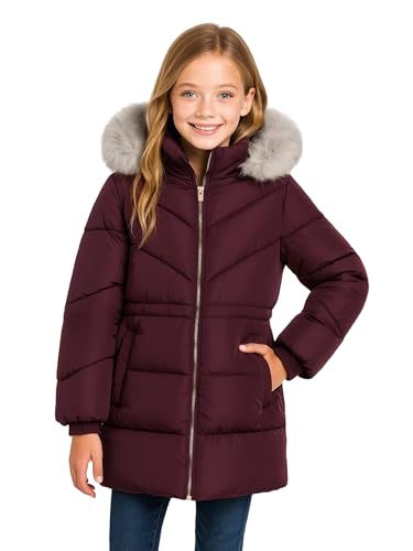 SOLOCOTE Manteau hiver pour filles impermeable doudoune matelasse a capuche doublure polaire bordure...