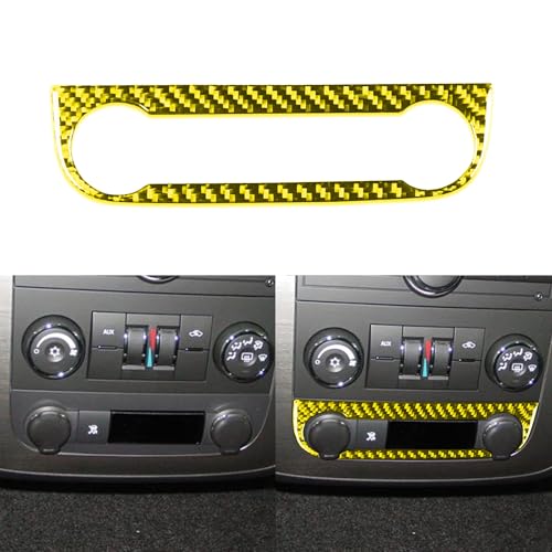 Real Carbon Fiber Compatible with Chevrolet Avalanche/Silverado LTZ/GMC Sierra SLT 2007-2013 Car Climate Control Bottoms Decals Sticker Decor Auto Interior Accessories Cover Trim Yellow