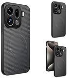 Cuero y Marco PC Hülle Funda para Find X9 Pro Cáscara Carbon Fiber + Wireless Charging,Textured Leather Slim Case para OPPO Find X9 Pro(1)