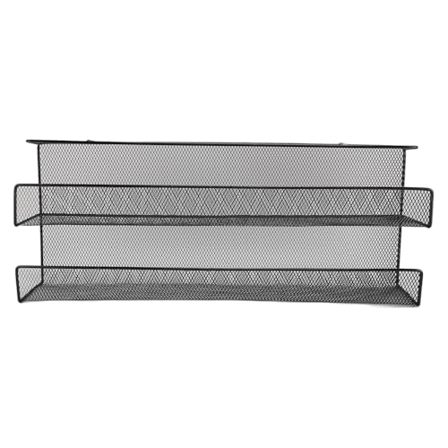 ANGGREK Under Desk Storage Basket, Cable Management Multipurpose Under Desk Organizer Black with Trackless Stickers for Home