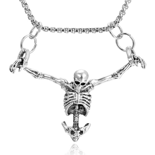 Skull Skeleton Necklace Gothic Jewelry for Men and Women, Gothic Necklace Accessories,Punk Rock Skull Pendent