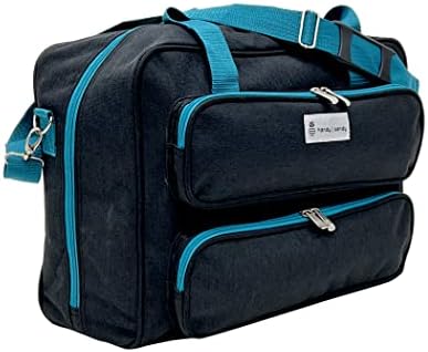 Handy Sandy Sewing Machine Carrying Case with Two Storage Pockets, Universal Tote Bag with Shoulder Strap Compatible with Most Standard Singer, Brother, Janome (BLACK)