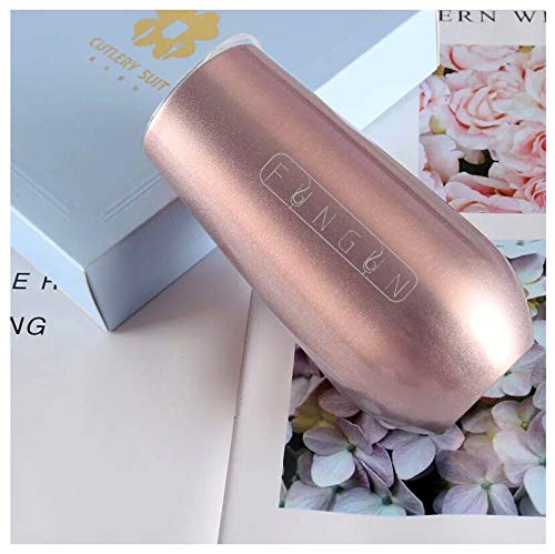 Fungun 6 Pack Stemless Champagne Flutes Wine Tumbler, 6 OZ Double-insulated Rose Gold Cocktail Cups Unbreakable Reusable Champagne Toasting Glasses with Lids (Rose Gold)