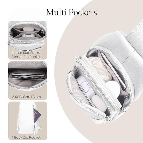 Image of befen Genuine Leather Sling Bag for Women Anti-Theft Crossbody Chest Bags Fanny Packs for Travel with RFID Card Slots