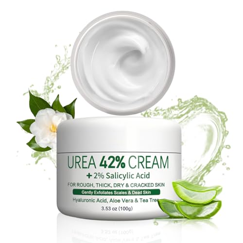 Crema Urea 42%, Hidratante para Pies, Manos y Codos con Aloe Vera y Aceite de Árbol de Té, Eliminador de Callos y Piel Agrietada, Hidratación Profunda, 100g