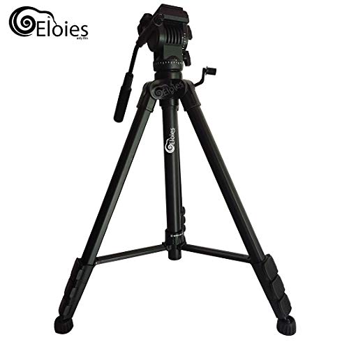Image of Eloies EL972 Professional Series Heavy Duty Tripod | Three Way Pan Fluid Head | Aluminium Made Adjustable with Cannon Nikon Sony Olympus Camera and Mobile Phones Max Height 6.7 Feet.