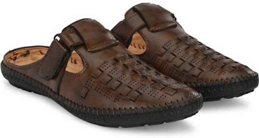 Leepeeter Mens Leather Slip-on Back Open Half Backless Sandals for Men (Brown, 9) (B0DBLB5P69) Amazon Price History, Amazon Price Tracker