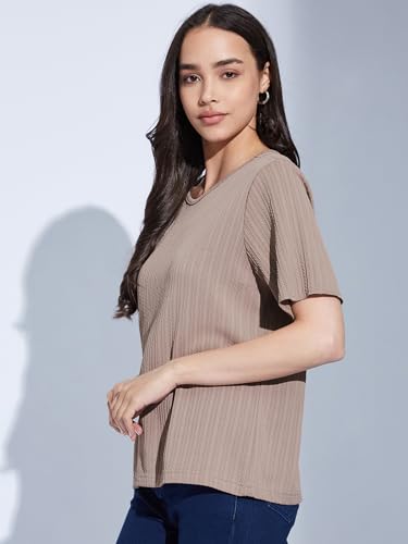 Image of Selvia Women's Solid Regular Fit T-Shirt