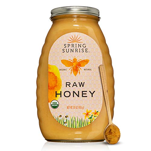 Spring Sunrise Raw Organic Honey - Natural Honey - Brazilian Wildflower Honey - Pure Honey - Sustainably Sourced Raw Honey - All Natural Sweetener Rich in Nutrients & Natural Energy - (33oz)