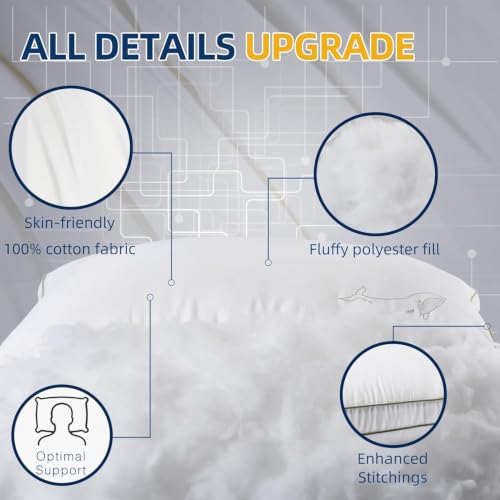 Image of Hybrid Pure Microfiber Pillow Set of 1 | Down Pillow for Sleeping | Soft Support for Side,Back and Stomach Sleepers,Medium Firm,Neck Supportive Pillow, Size 17x27 inch