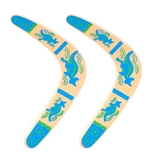 ABOOFAN 2 peças de bumerangues infantis de madeira clássicos bumerangues de retorno com arte colorid