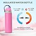 XccMe 24 oz Insulated Water Bottle with Straw,Stainless Steel Leak Proof Water Bottle,2-in-1 Lid with One-Touch Flip Lid & Straw,Keep Cold All Day for School,Travel,Gym,Camping,Sports,Pink