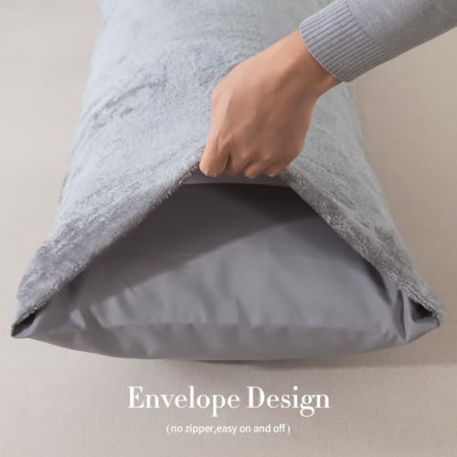 WhatsBedding Memory Foam Body Pillow with Plush Fuzzy Cover, Full Body Pillow for Adults, Long Pillow for Sleeping, Soft Pillow Fluffy Supportive