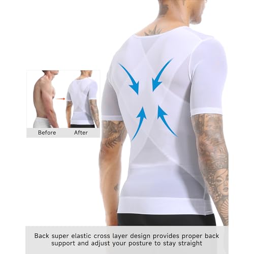 Mens Gynecomastia Compression Shirt Shapewear Slimming Body Shaper Tummy Control Short Sleeve Undershirt Abdomen Tank4