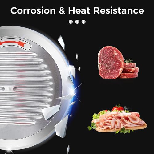 Premium Deli Slicer for Home & Commercial Use - 800W Powerful Motor, 0-18mm Adjustable Thickness, 12" Stainless Steel Removable Blade, Easy to Clean, and Safe Operation.