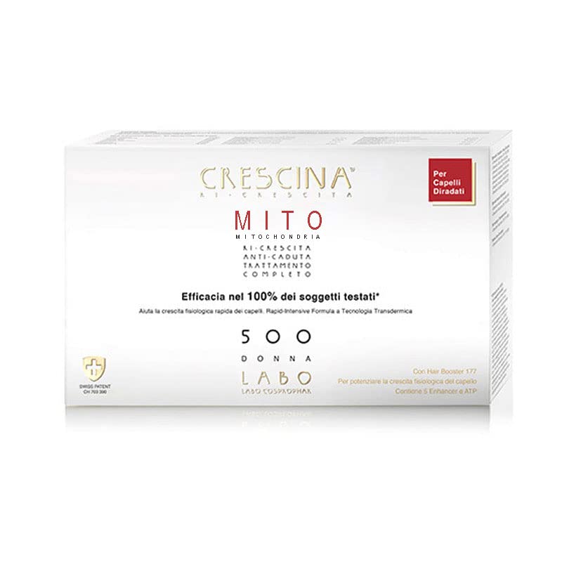 Crescina Transdermic MITO Re-Growth and Anti-Hair Loss Double Treatment for Thinning Hair 500 Women 20 vials (10+10)