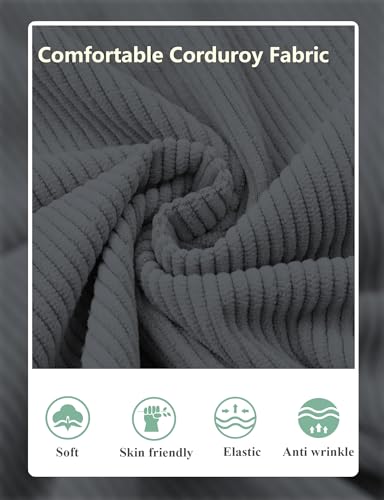 Men's Corduroy Casual Pants Lightweight Drawstring Elastic Waist Baggy Tapered Joggers Pants with Pockets4