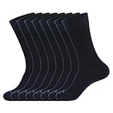 WANDER Men's Solid Dress Socks Cotton Men 8 Pairs Trouser Thin Classic Socks (Shoe Size:9-12, 8 Pairs Navy)
