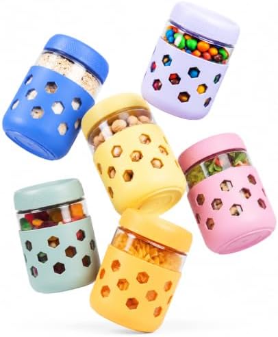 Gemice 6-Pack 16 oz Overnight Oats Containers with Lids and Silic...
