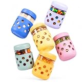 Gemice 6-Pack 16 oz Overnight Oats Containers with Lids and Silicone Sleeves, Glass Mason Jars with Airtight Lid, Dishwasher Safe, Wide Mouth Chia Seed Pudding Meal Prep Jar for Yogurt Berries Snack
