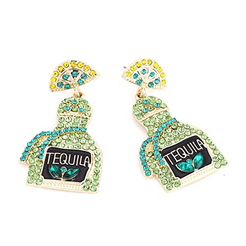 Champagne Earrings for Women Beaded Champagne Bottle Margarita Tequila Earrings Crystal Wine Glass Dangle Earring Holiday Party Celebration Outfit Accessories Jewelry Gifts4