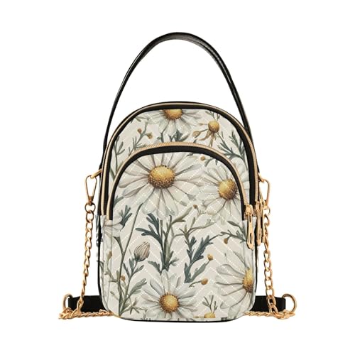 Sac à main vintage marguerites blanches d'été KLL avec multipoches