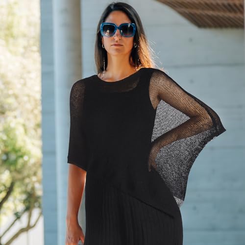 1 Pcs Women Sheer Poncho Shrug Summer Sheer Blouse Top Lightweight Poncho Sheer Bolero for Formal Evening Dress4
