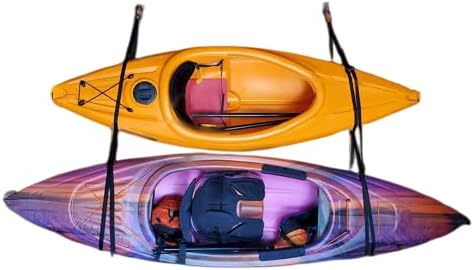 ADKUN 2 Pair Kayak Storage Straps Garage Canoe Surfboard Wall Hooks Hanging Hoists 200 lb