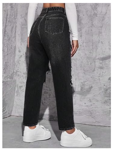 Jean boyfriend taille haute déchiré et extensible Floerns
