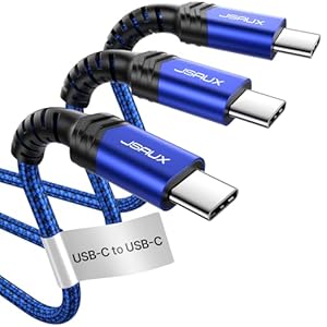 JSAUX 3-Pack USB C to USB C Cable 100W [10ft/6.6ft/3.3ft] Compatible with Nintendo Switch 2 iPhone 16 15 Pro Max Samsung Galaxy S25 S24 CarPlay iPad Pro, Type C to C Charger Cable Fast Charging -Blue