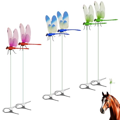 6 Pack Dragonfly Clip Bug Repellent, 3D Fake Dragonfly Garden Decor, Dragonfly Hat Clip,Deer and Horse Fly Deterrent,Dragonfly Humming Bird Stakes,Garden Bird and Fly Scare Devices for Indoor Outdoor