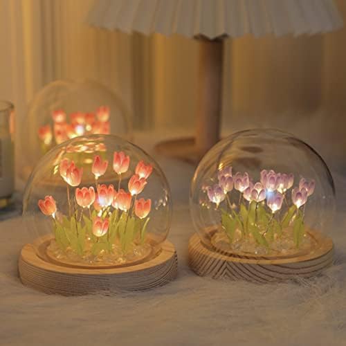 RXMORI Handmade Tulip Night Light, DIY Home Decoration Simulation Flower Bedroom Sleeping Table lamp Children Couple Friends Gift Atmosphere Decor Desk Ornaments 3