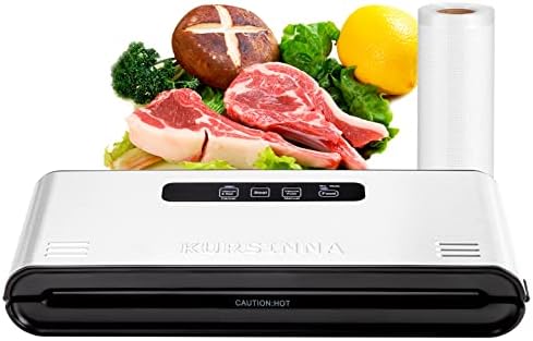 KURSINNA Automatic Vacuum Sealer Machine 85Kpa, Stainless Steel Food Sealer for Food Storage and Sous-Vide, Dry/Moist Mode Air Vacuum Sealing System (VS2350+Bags+Rolls)