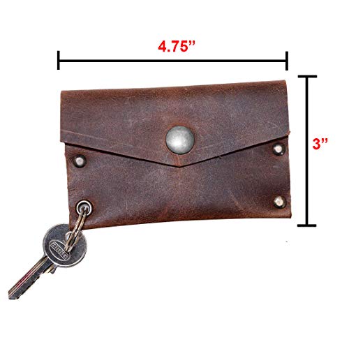 Hide & Drink, Leather Riveted Envelope Keychain, Holds Up To 4 Cards/Card Organizer/Holder/Case/Rustic/Cash/Accessories, Handmade - Bourbon Brown #TOP3