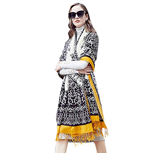 DANA XU 100% Merino Wool Extra Large Pashmina Blanket Travel Scarf Cashmere Wrap for Women Fall Winter Oversize Shawl Floral