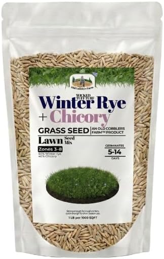 Old Cobblers Farm™ Winter Rye + Chicory Seed Mix – 60/40 Blend for Wildlife Plots, Soil Health & No-Till Cover Cropping – Drought & Frost Resistant, Cool Season Growth (10 lbs)