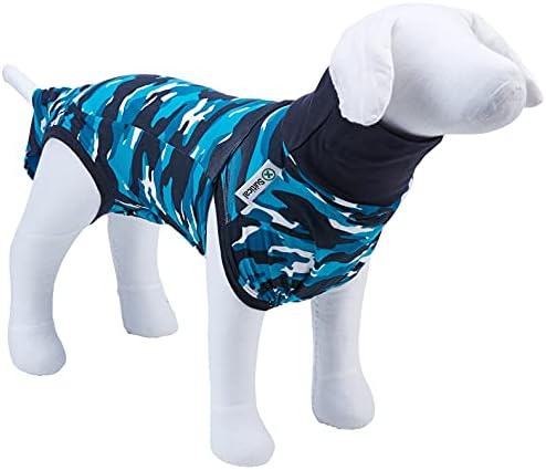 Recovery Suit Large for Dogs in Blue Camo. Professional alternative to the Cone of Shame. Suitable for wound and Bandage protection, Hotspots, Skin Diseases, Light Incontinence, When in Heat. Recommended by thousands of vets worldwide.
