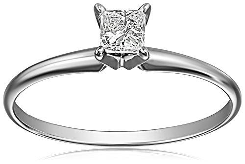 Amazon Collection 14k White Gold Princess-Cut Solitaire Engagement Ring (1/4 carat, I-J Color, I1-I2 Clarity), Size 9