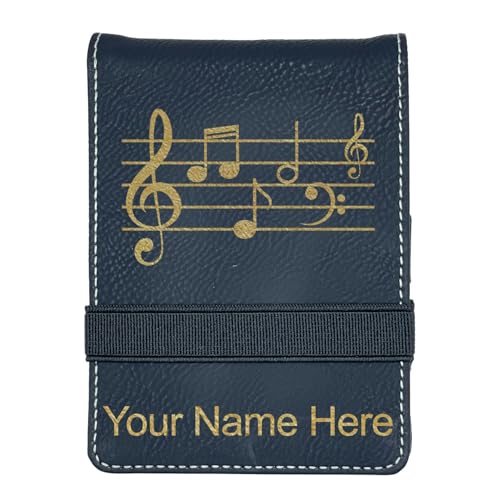 LaserGram Mini Padfolio with Notepad and Pen, Music Staff, Personalized Engraving Included...