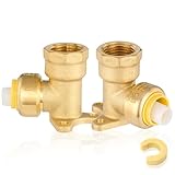 HeSun 2-Pack Pushfit Drop-ear Elbow, 1/2" Female NPT x 3/4" Push to Connect Plumbing Fittings with Disconnect Clip, Brass Push-fit Fittings for PEX, Copper, CPVC, PE-RT Pipes