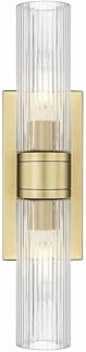 Innovations Lighting 617-2W-BB-G617-8SCL Ballston Urban - 2 Light Bath Vanity in Art Deco Style-3 Inches Tall and 18 Inches Wide, Finish Color: Brushed Brass, Glass Color: Striped Clear