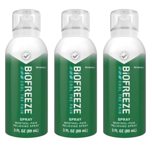 Biofreeze Menthol Spray 3 FL OZ Colorless Aerosol Spray Associated with Sore Muscles, Arthritis, Simple Backaches, and Joint Pain (Packaging May Vary) (3) -  Reckitt