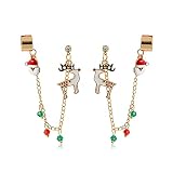 Christmas Cuff Earrings Christmas Tree Earrings for Women Santa Claus Xmas Elk Ear Cuffs Holiday Stu