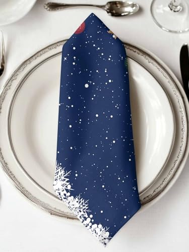Servilletas de Tela Azules Navideñas Set x4 20x20 pulg miniatura 2