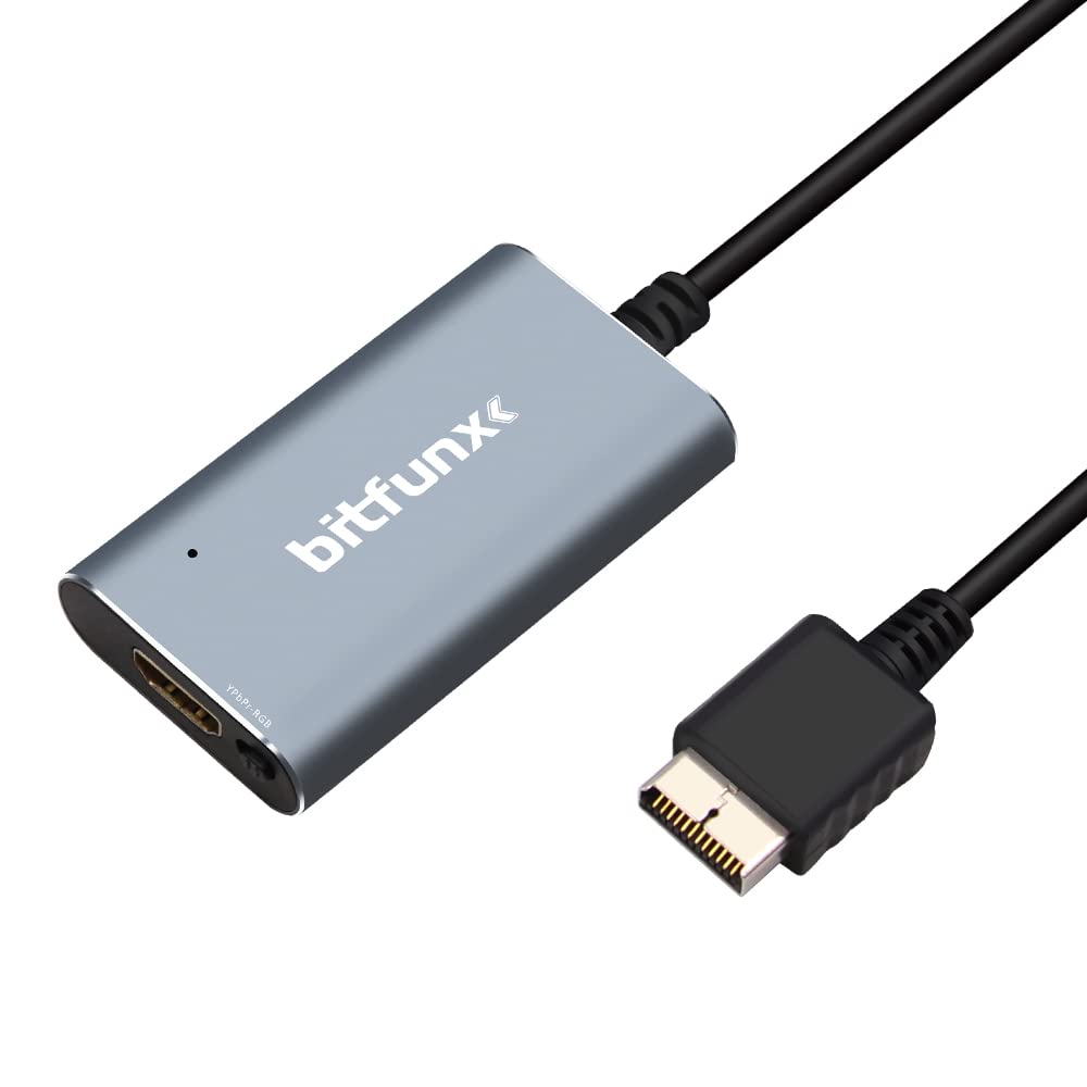 BITFUNX Adaptador HDMI PS2/PS1/PS One - Interruptor RGB a componente integrado, soporta RGB/Componente a HDMI 1080P, adaptador de videojuegos Plug & Play sin retraso, convertidor HD PS1/PS2 para