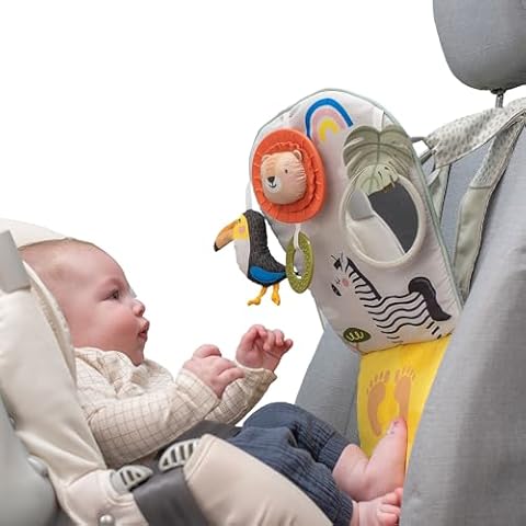 Musical Car Seat Toys for 0-12 Month Old Babies - Activity Center with Sensory Soft Hanging Toys and Mirror - Carseat Gift for Infants Cover