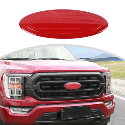 Image of CheroCar for F150 Emblem Cover Trim,Logo Back Badge Decoration Cover Trim Compatible with Ford F150 F-150,Red