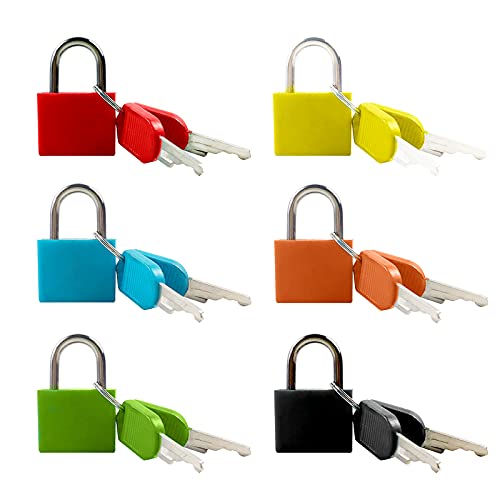 Koffer-Schlösser mit Schlüsseln, kleines Vorhängeschloss, Metall, mehrfarbig, Vorhängeschloss für Klassenzimmer, Spiele, Fitnessstudio, Rucksack, Koffer, 6 Farben Cover