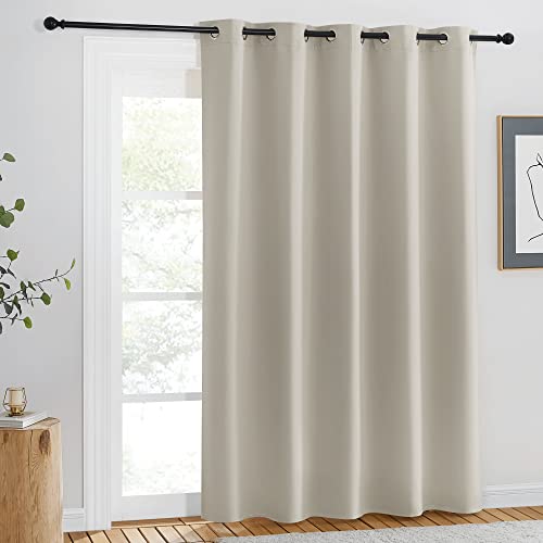 NICETOWN Blackout Natural Curtain for Living Room - Grommet Thermal Insulated Solid Room Darkening Thermal Curtain Drape Sound Reducing for Bedroom/Living Room (1 Panel, W66 x L84)