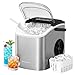SONGMICS Eiswürfelmaschine, Eiswürfelbereiter, Eismaschine mit Selbstreinigung, in 6 Minuten 9 Würfel in 2 Größen, 12 kg in 24 Stunden, tragbar, Küche, WG, Party, Camping, Silbergrau XZB001E1EU